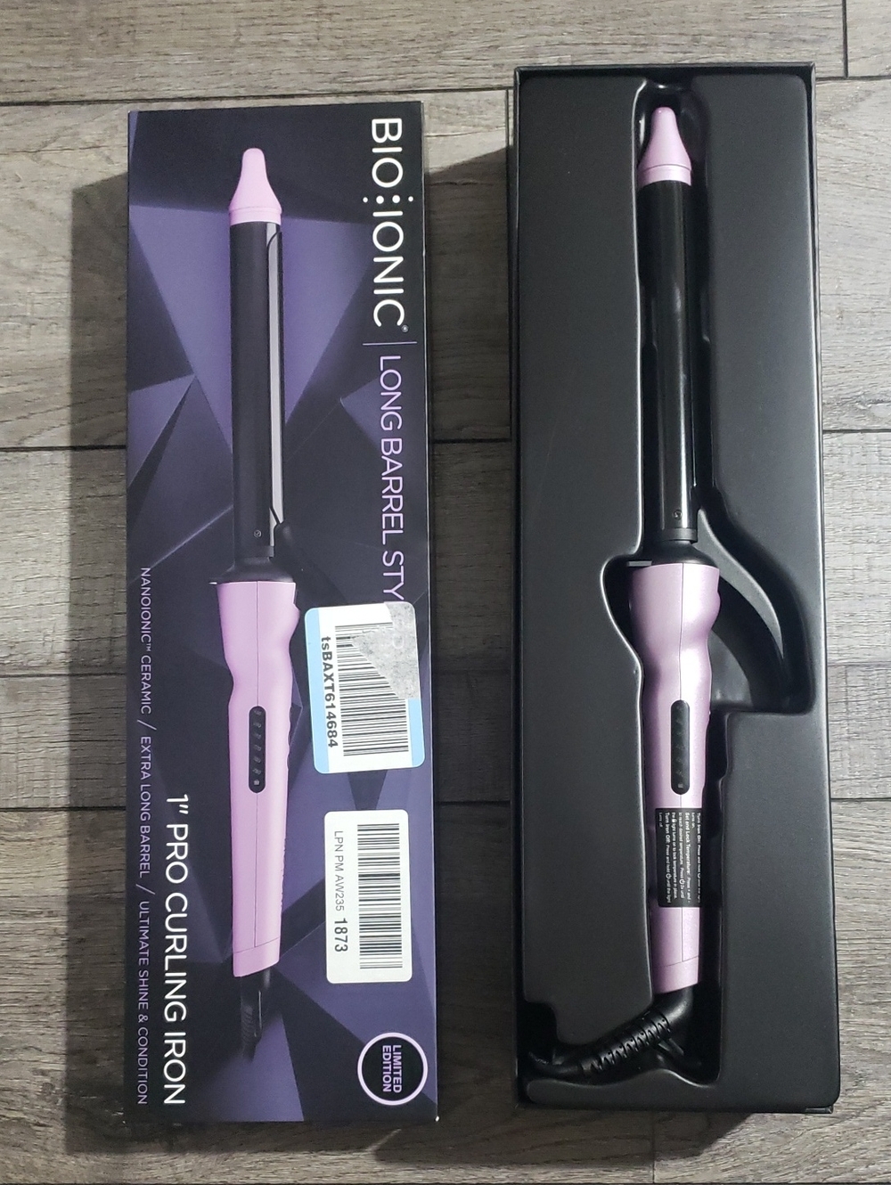BIO IONIC Long Barrel Styler 1" Pro Curling Iron, tested working.